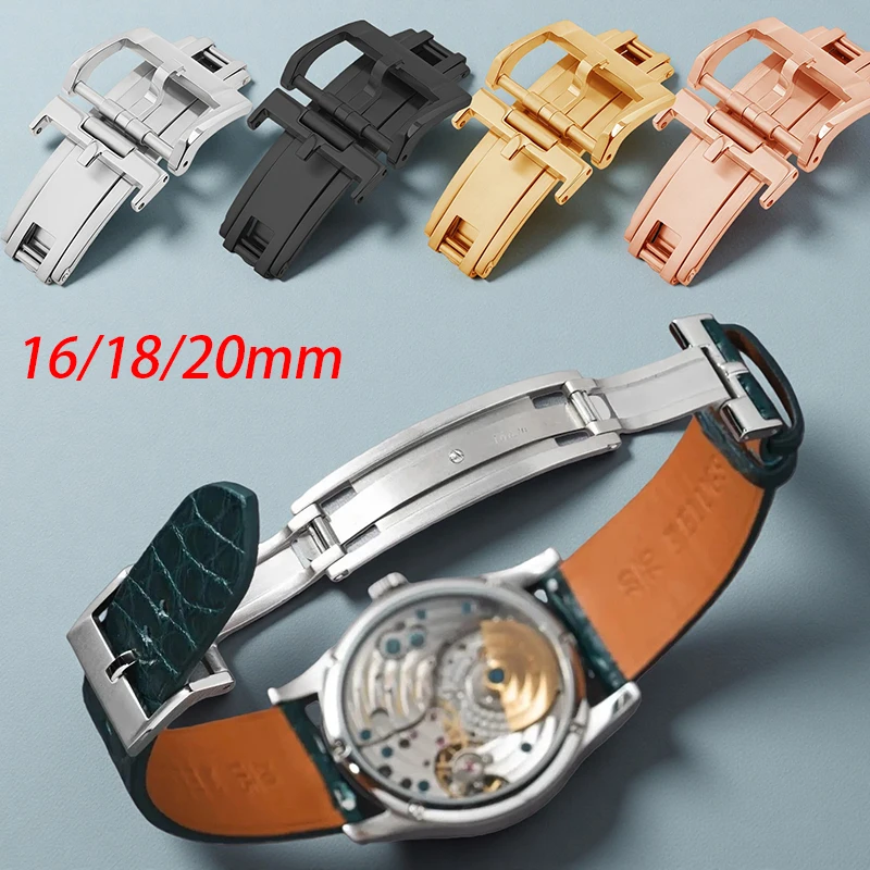 

For Delug 16mm 18mm 20mm Spring Steel Deployant Clasp Perfect Fit for Rolex Cartier Leather Rubber Nylon Watch Band Metal clasp
