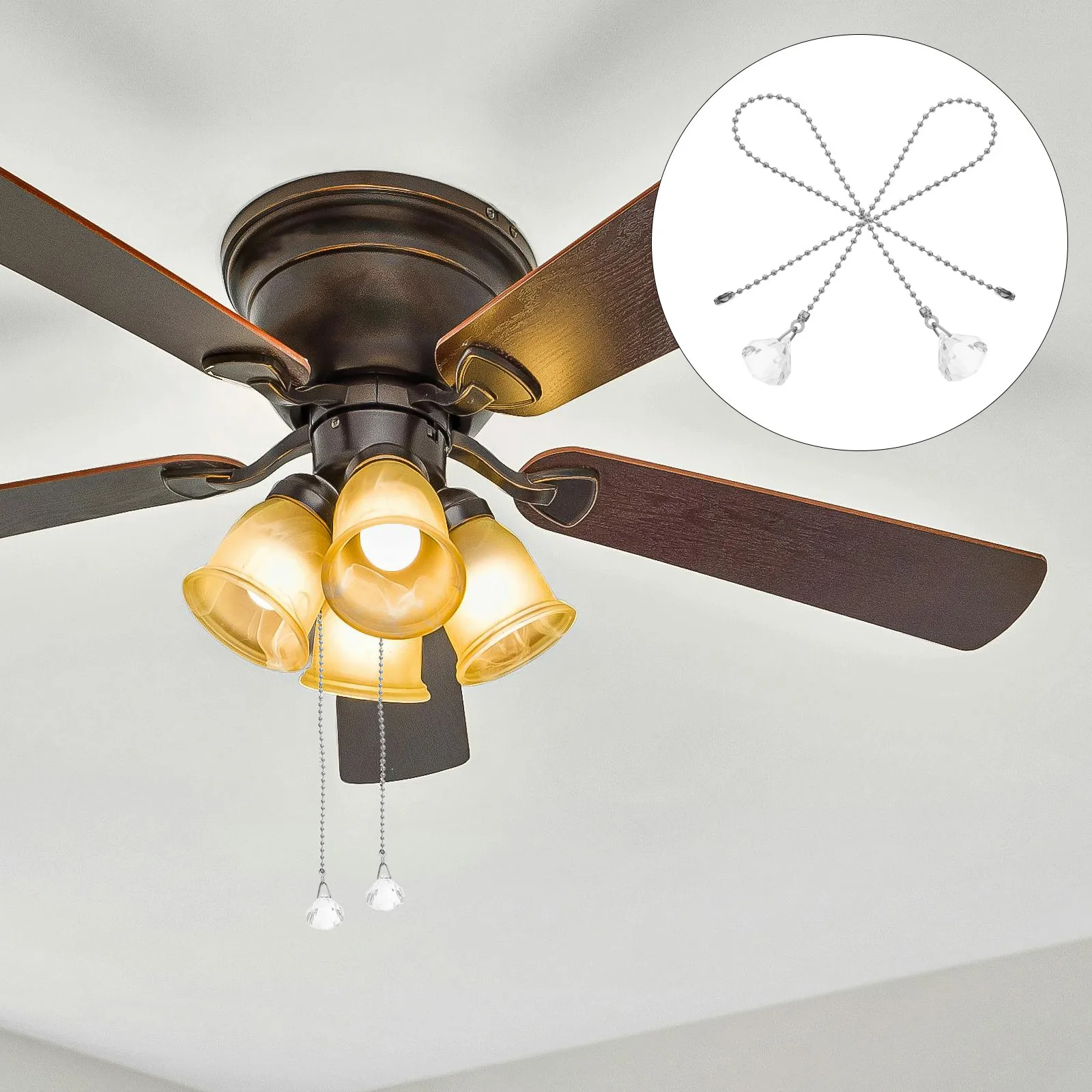 

2Pcs Crystal Ball Ceiling Fan Pull Chain Extender Replacement Cord for Light Fan Chandelier Decorative Pull Rope