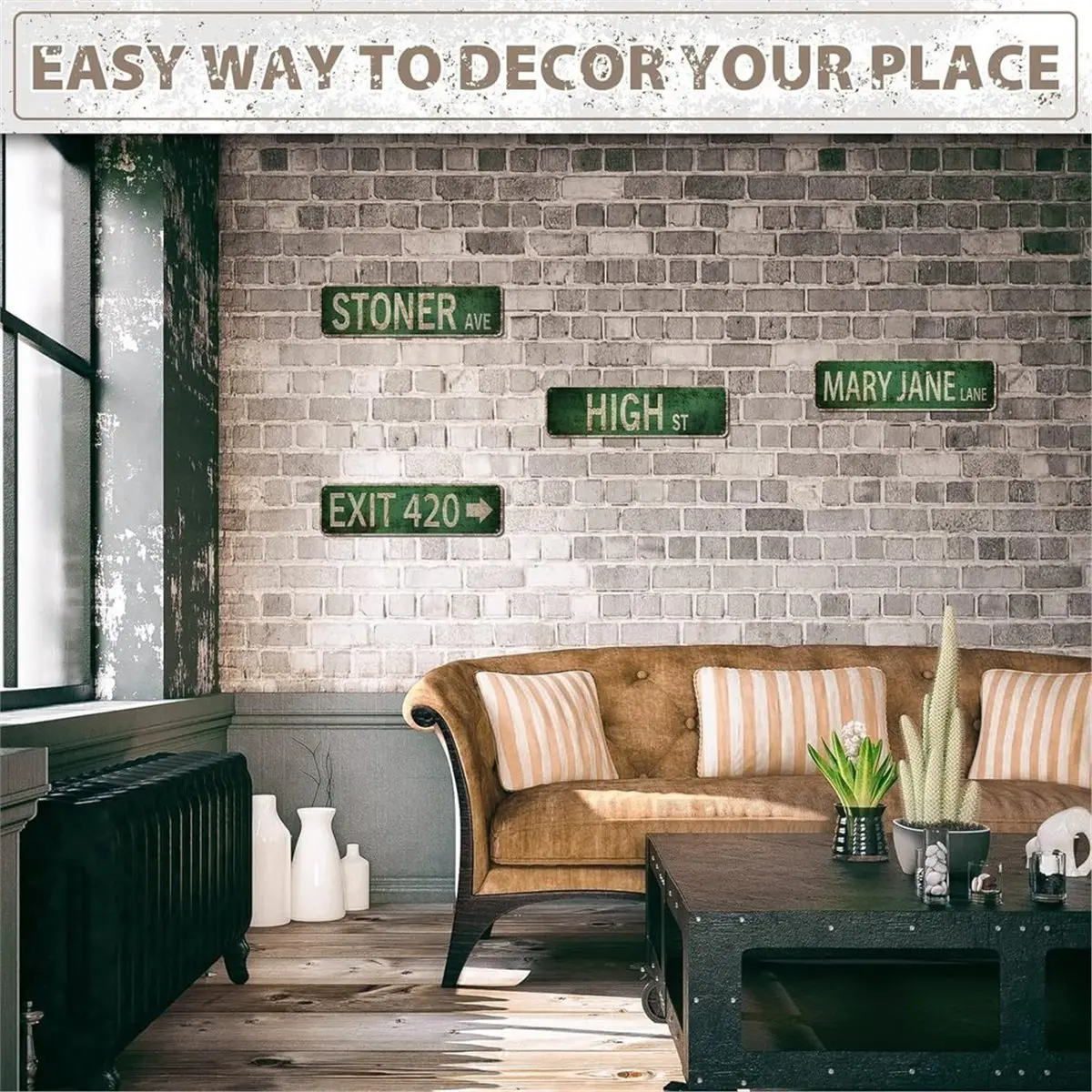 1set Street Sign Set: Vintage-Style Decorations Featuring the Phrases 