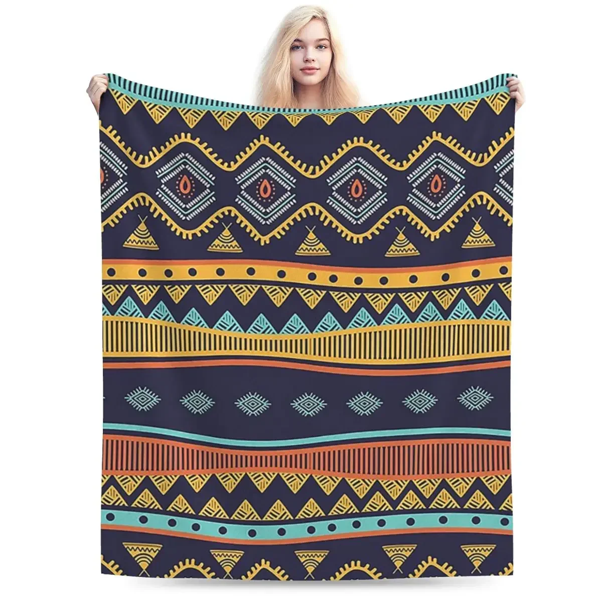 African Tribal Pattern Blanket Soft Warm Flannel Throw Blanket Cover for Bed Living room Picnic Travel Home Couch