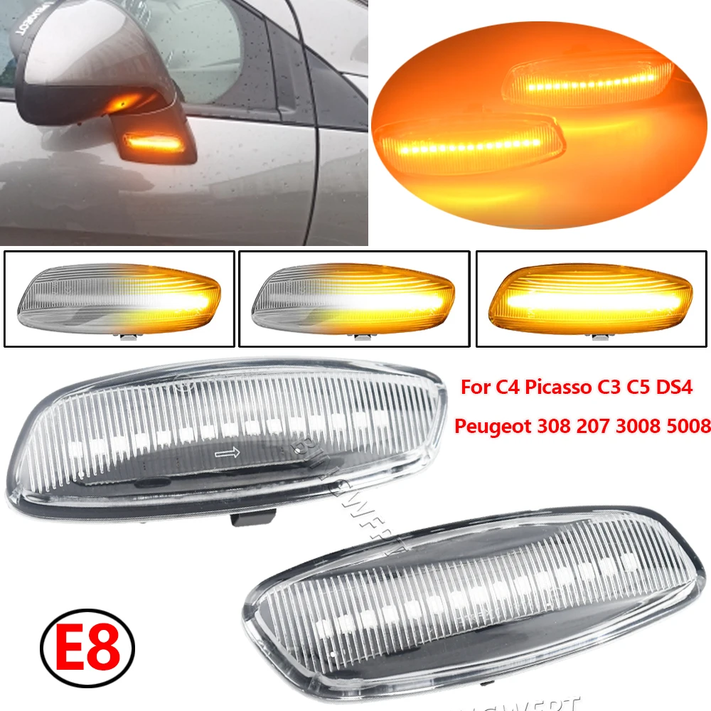 2 Pieces Led Dynamic Side Marker Turn Signal Light Sequential Blinker For Peugeot 308 207 3008 5008 For Citroen C4 C3 C5 DS3 DS4