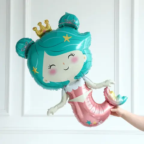 1pc Cartoon Shark Mermaid Tropical Fish Balloon Foil Balloon Ocean Theme Birthday Party Decoration Decoration
