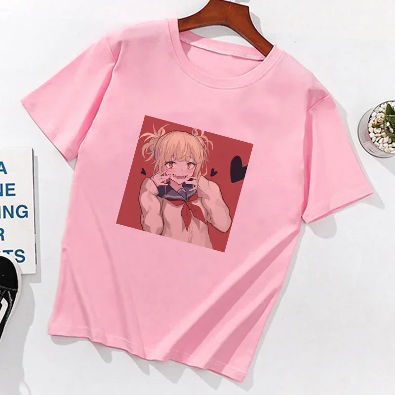 Yandere Himiko Toga Kawaii Print T-shirt Otaku Summer Short Sleeve Women Clothes Harajuku Japanses Style Anime Girl Pink T Shirt