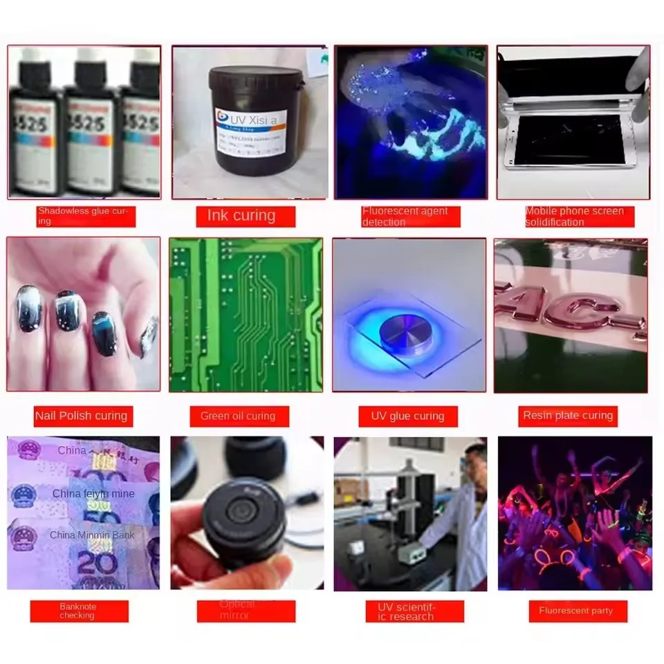 365nm 395nm 405nm UV Curing Lamp High Power for Crystal Drop Glue Screen Printing Paint Drying Nail Gel Curing view 5