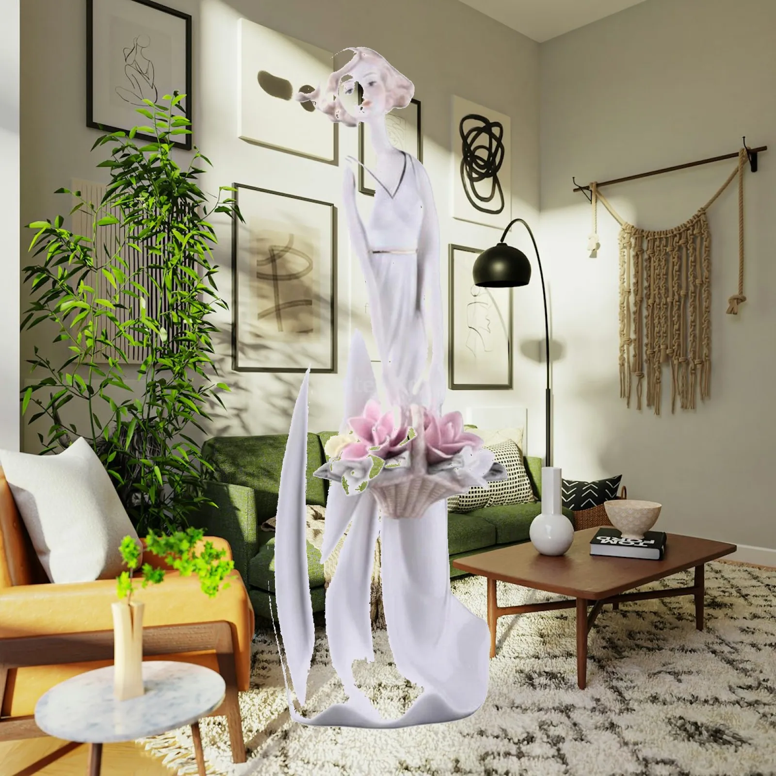 Decorative Ceramic Figurine Woman Statue Elegant Home Accent for Beverage Cabinet Shelf Table Centerpiece