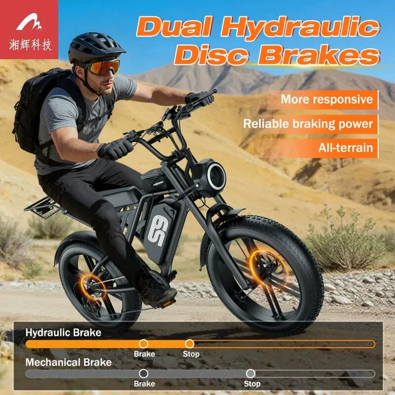 Directly from the manufacturer cross-border spot 20 inch peak 1500W retro electric motorcycle snow off-road electric bicycle