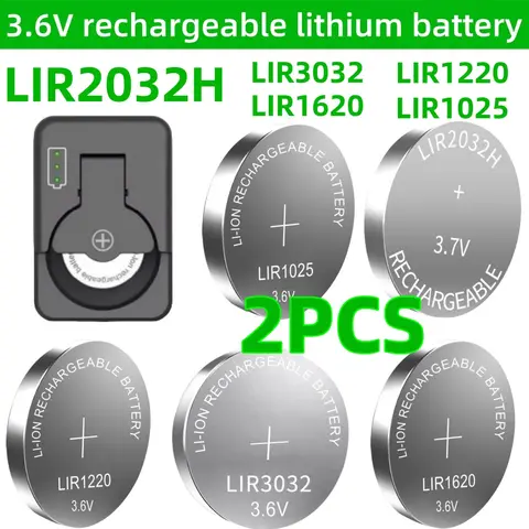2PCS LIR2032H LIR3032 LIR1220 LIR1025 LIR1620 3.6V Lithium Rechargeable Battery Replaces CR2032 1220 1620 1025 3032 Button Cell