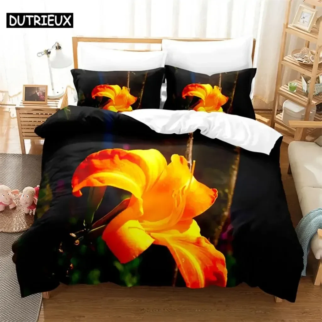 

Yellow Flowers Queen Bedding Set Single Twin Double Queen King Cal King Size Bed Linen Set