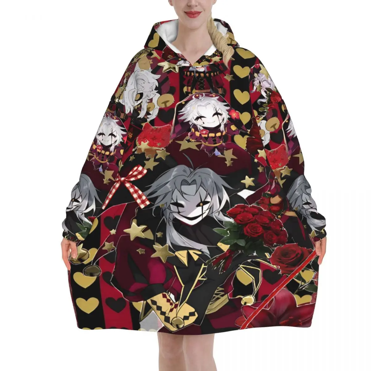 Pierrots The Freak Circus Oversized Blanket Hoodie Sweatshirt Long Fleece Hooded Wearable Blanket with Large Pocket