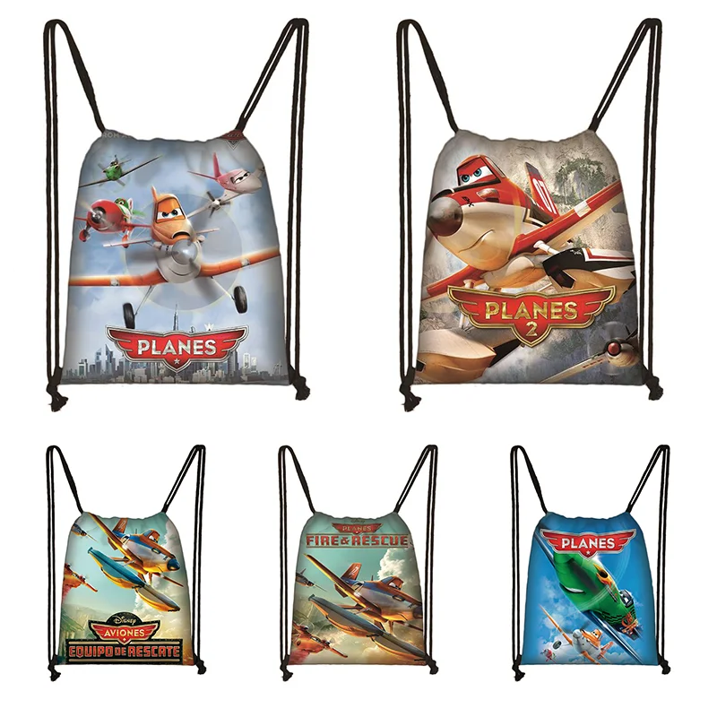 

Movie Planes Print Drawstring Boy Girl Fasion Bags Women Large Capacity Shopping Bag Teenager Backpack Portable Travel Bags