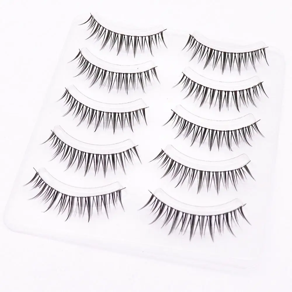 5 ดูธรรมชาติขนตาปลอมอะนิเมะเกาหลีญี่ปุ่น Spiky Fairy Lashes Wispy Faux Mink Lashes