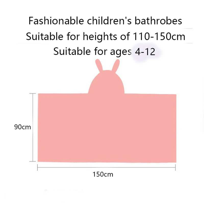 4-12 Year Children Girl Robes Winter Bathrobe Flannel Sleepwear Cartoon Girls Hooded Bathrobe Teen Swim Water Uptake Bath Towel