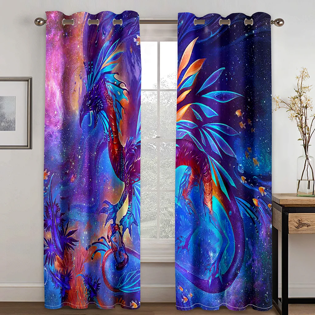 

3D Psychedelic Cartoon Animal Character Series Polyester Digital Printing Shade Curtains Living Room Bedroom Home Decoration