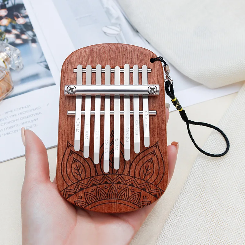 Mini Kalimba 8 Keys Finger Piano - Portable Thumb Piano Gift Kids Piano Set Beginners Musical Instruments Sapele