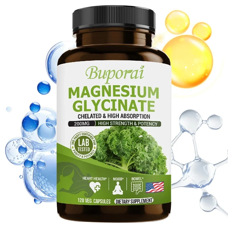 

Magnesium Glycinate Capsules for Sleep, Relaxation, Muscle and Health Promotion, Mood Improvement
