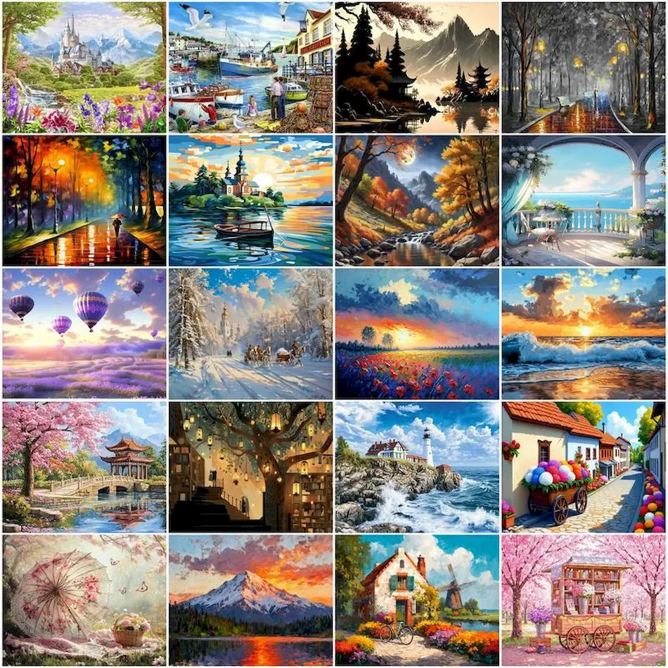 

GATYZTORY Painting By Numbers For Adults Landscape Artwork Picture Paint hobby Handpainted Oil Painting On Canvas Decorative Set