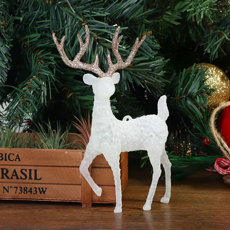 Plastic Crystal Flash Deer Christmas Forest Elk Dessert Table Decor Christmas tree Ornaments Home Kid Naviidad Gift Shop Displa