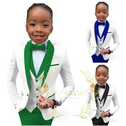 Boys Suit Wedding Tuxedo 3 Piece Shawl Collar Jacket Pants Vest Child Formal Blazer Set Slim Fit Outfit costume garcon mariage