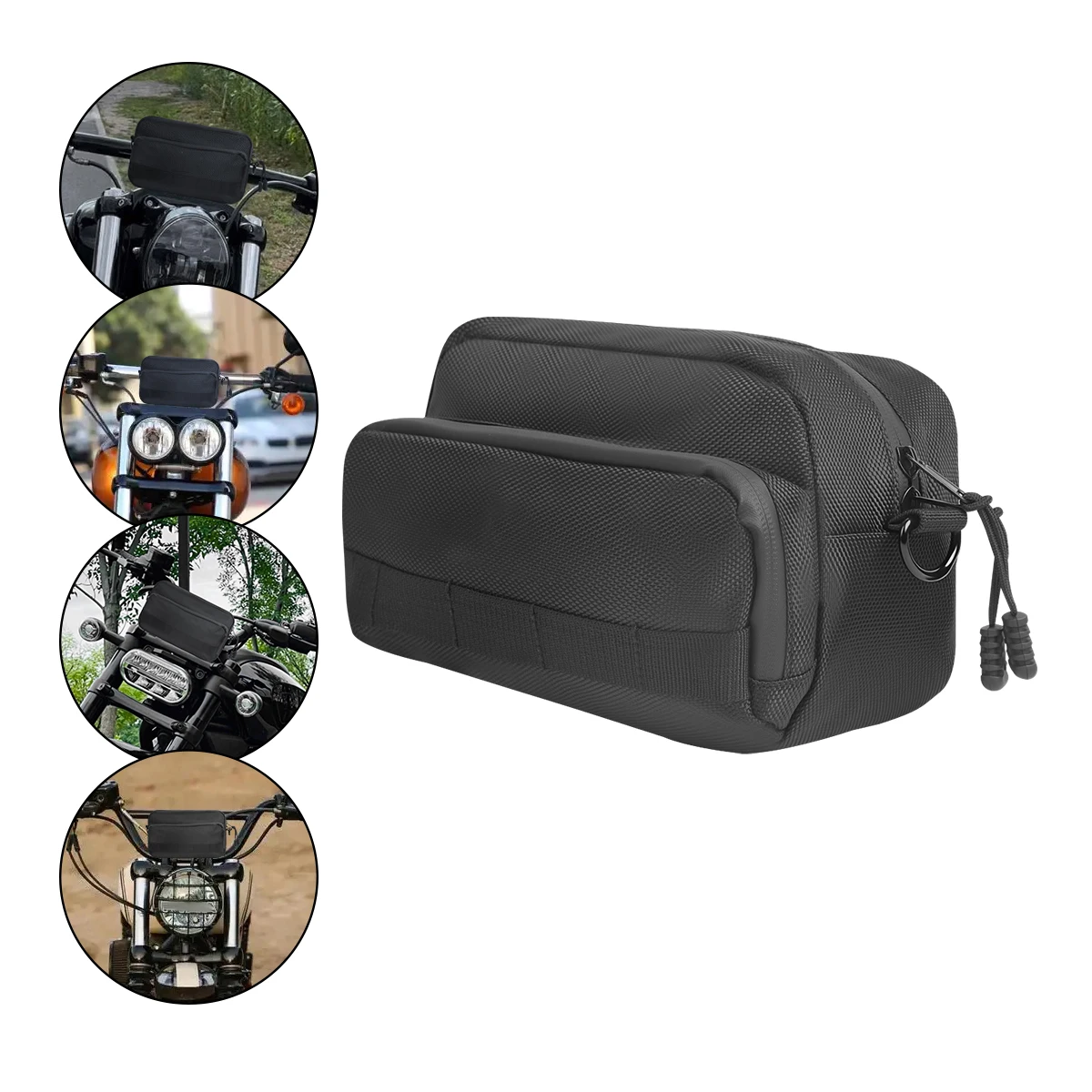 Black Motorcycle Handlebar Bag Barrel Bags Multifunction Storage Shoulder Bag For BMW Dirt Bike Cruiser Motor Riding Tool Pack view 5