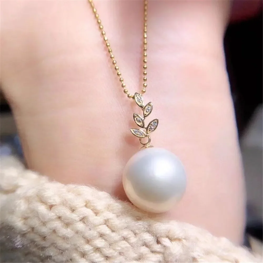 

DIY Pearl Accessories G18K Gold Pendant Empty Support Fashion Pearl Necklace Pendant Fit 19-13mm Round Beads G107