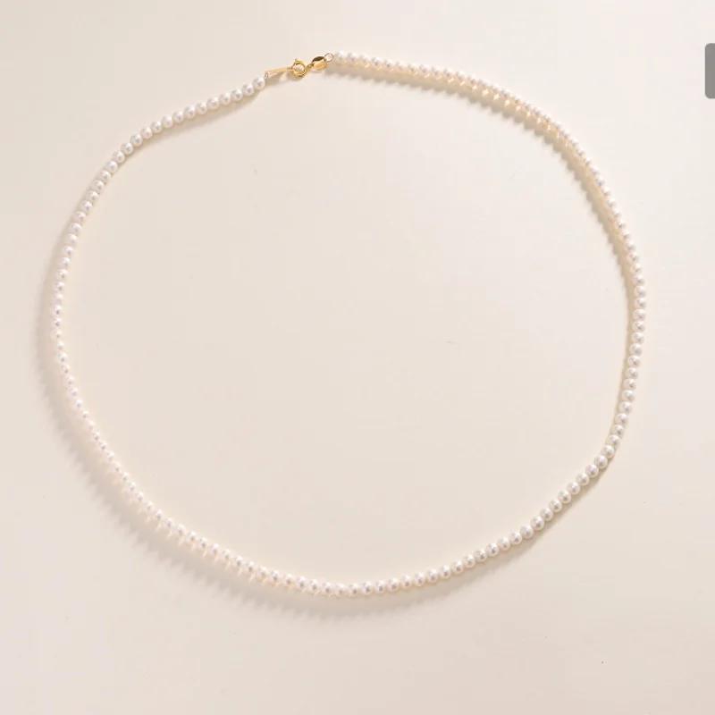 Baby Natural Freshwater Pearl 18K Gold Necklace High Jewelry White Purple Pink Fashion Au750 Party Gift Girl x1024