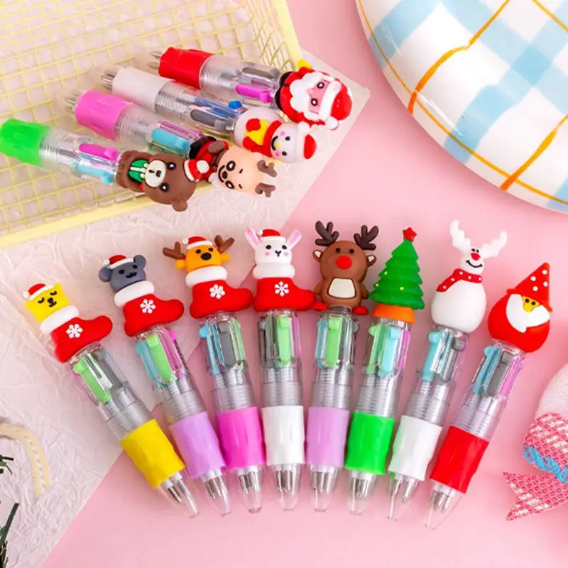 4PCS Christmas Small Gifts Kids Ballpoint Pen Elk Santa Xmas Gifts Christmas Party Favor Giveaways Noel Natal New Year Present