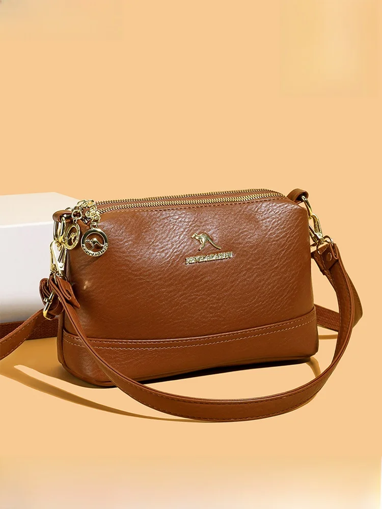 

Faionable Casual Leather Multi-Layer Small Bag Women's Single oulder Crossbody Soft Leather ell Bag for ly Mothers