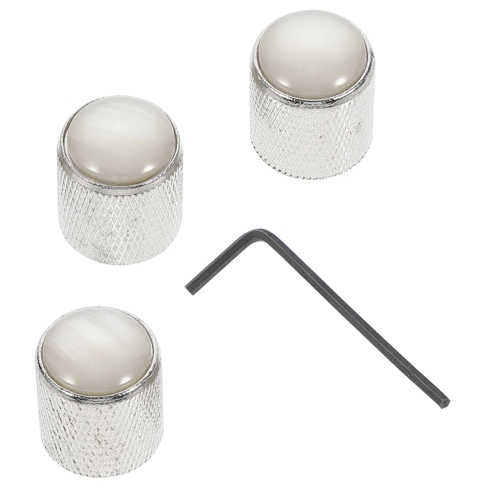 

1Set Electric Bass Rotary Knobs Silver Tone Control Durable Alloy Material Compact Lightweight Easy Install Knobs with Holes