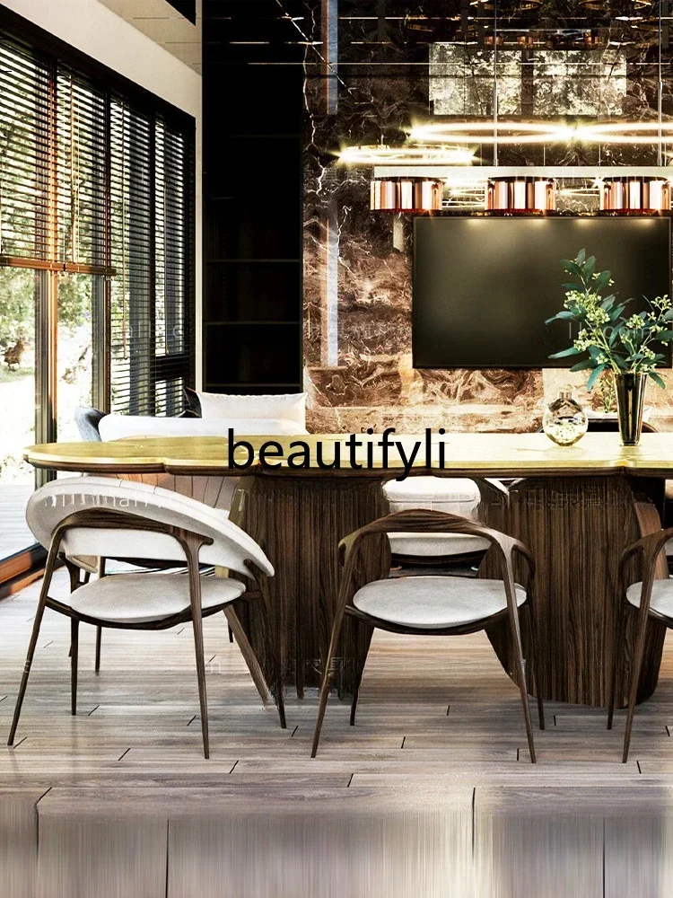 D5556  CIrregular special-shaped dining table, fashionable, hotel lobby decoration reception table, metal old 2.5 meters