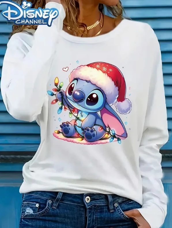 تيشيرت ديزني بأكمام طويلة لكل من الرجال والنساء، أنيق ومتعدد الاستخدامات وبأسعار معقولة، وقميص يجب اقتناؤه لعيد الميلاد
