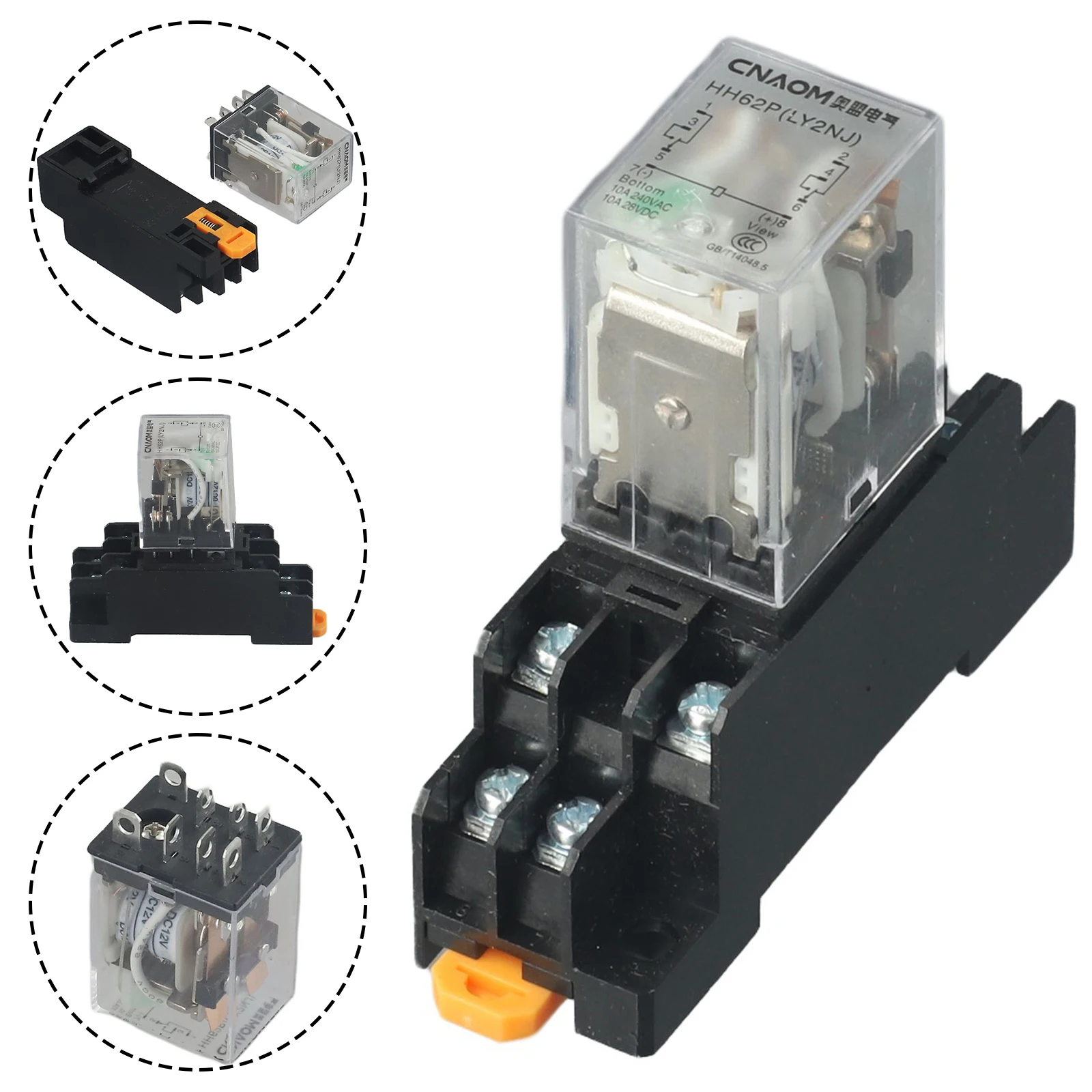 LY2NJ Power Relay 10A DPDT 8 Pins with Socket LED Working 12V DC/24V DC/12V AC/24V AC/110/120V AC/220/230V AC/380V AC