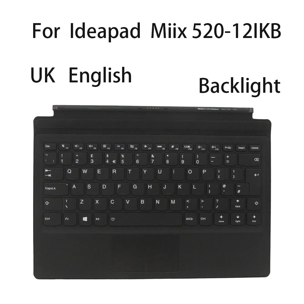 New For Lenovo Ideapad Miix 520-12IKB with keyboard UK English Backlight 5N20N21128
