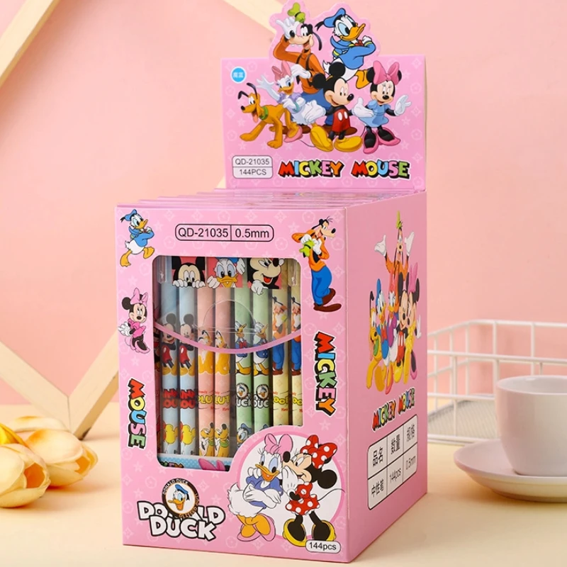 

12/144pcs Cartoon Mickey Mouse Gel Pen Kawaii Student Writing Tools 0.5mm Cute Signature Press Pen Office Supplies Stationery