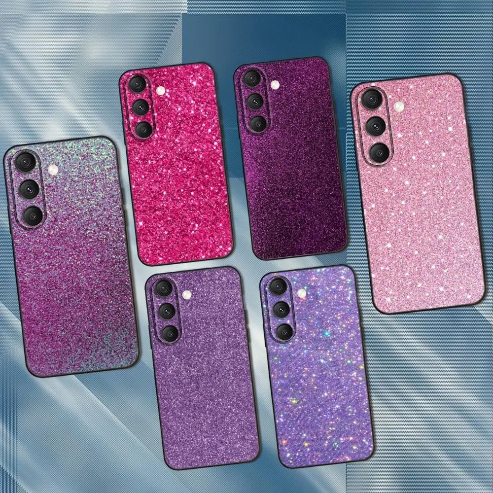 

Dazzling Pink Glitter Phone Case For Samsung S25,S24,S23,S22,S21,S20,S10,Ultra,Plus,Lite,FE,Soft Silicone Black Cover