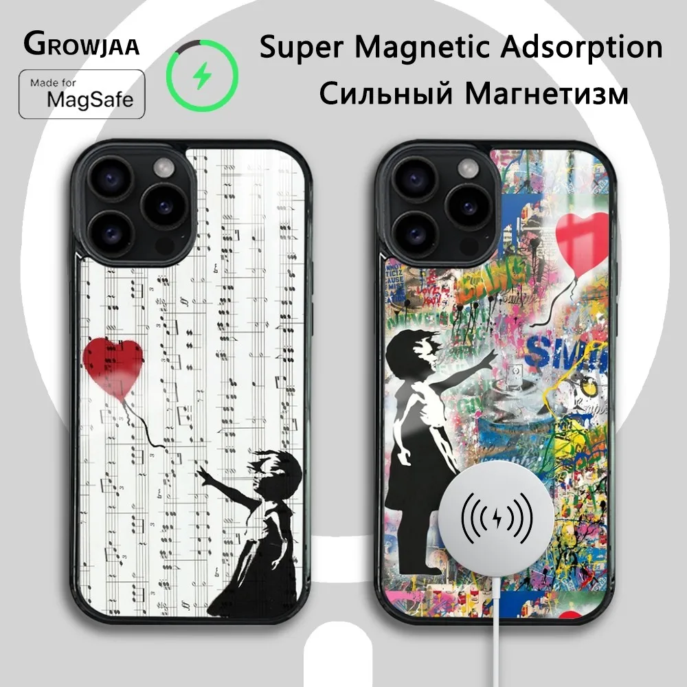 

Graffiti Artist B-Banksy Phone Case For iPhone 16 15 14 13 12 11 Pro Max Plus Mini New Magsafe Mirror Wireless Magnetic Cover