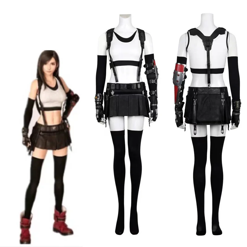 

Женский костюм для косплея FF 7Tifa Lockhart, фантастические топы, юбка