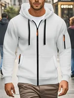 Men Autumn and Winter New Hoodies Long Sleeve Sweatshirt Pocket Zipper Design Hooded Sweatshirt Men Sportswear Casual Jacket 2
