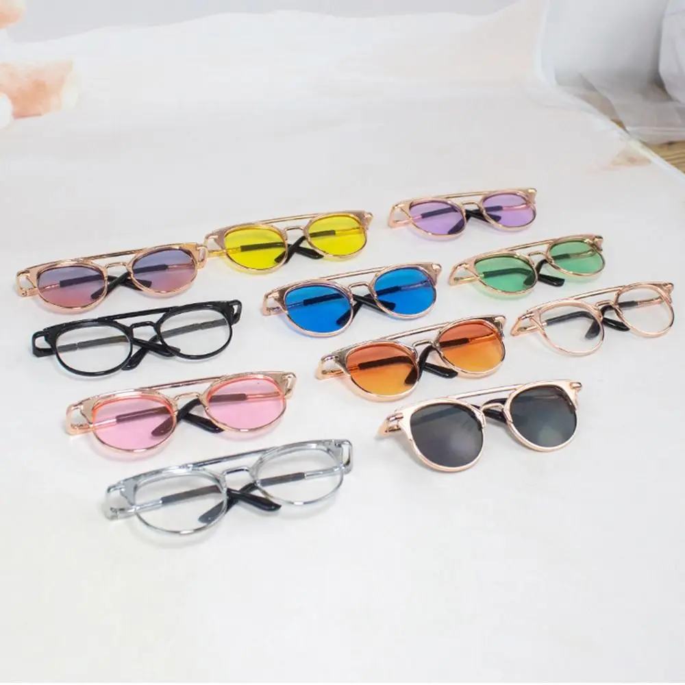 60CM BJD Doll Glasses Fashion Miniature Double Beam Sunglasses Cat Eye Design Colorful Eyeglass For 20CM Idol Dolls Plush Toys