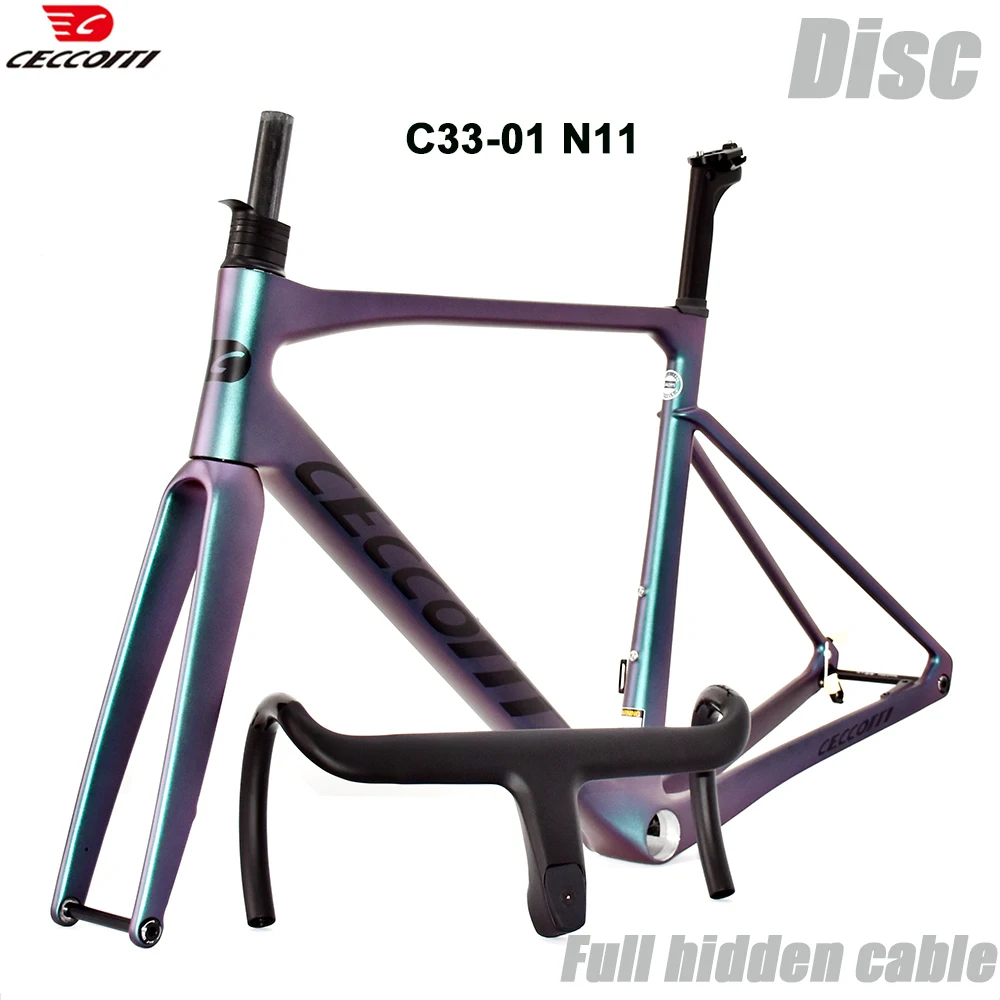 CECCOTTI RF33 T1000 Carbon Road Bike Frame Fit 700C Wheels Max Tires 32mm Bicycle Frameset Full Hidden Cable Carbon Frame