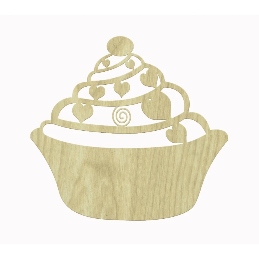 KD331 Cupcake Wood Package Ornament, Hobby Wood Painting Ornament