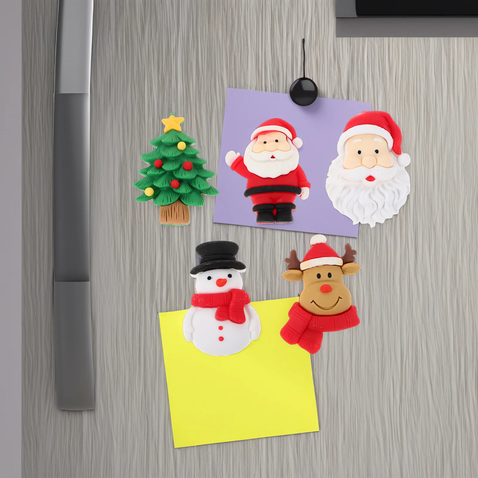 

5Pcs Christmas Santa Claus Magnets Compact Fridge Magnets Magnetic Home Office Kitchen Fridge Decor Snowman Elk Charms