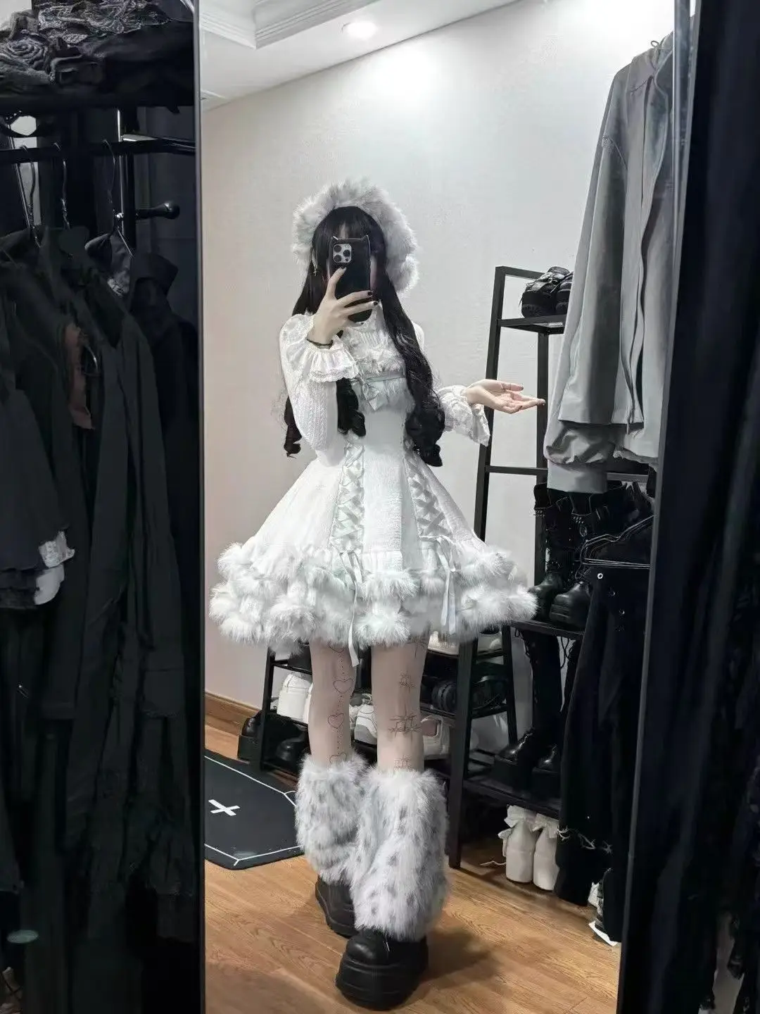 Spring Kawaii Lolita Elegant Princess 2 Piece Sets Women Gothic Hooded Design Coat+ Retro Dress Female Korean Popular ​Clothes image 5