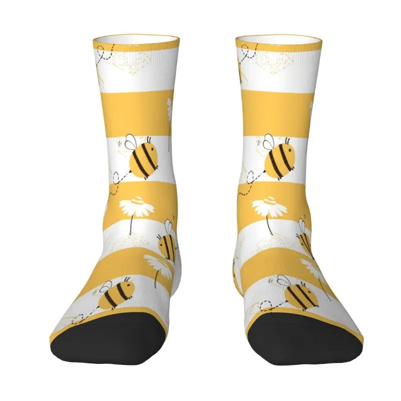 

Мужские и женские носки с рисунком пчелы и ромашки, забавные классические носки унисекс с 3D принтом