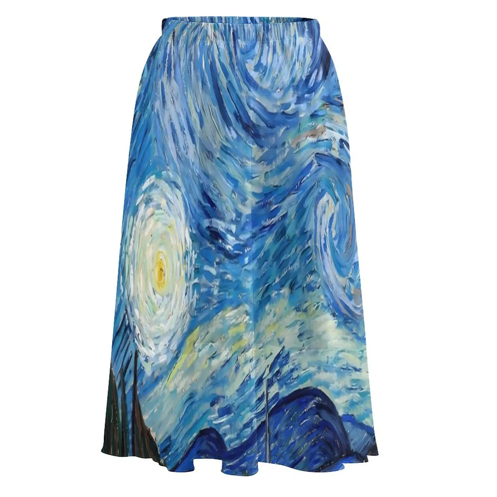 Van Gogh Oil Painting Skirt Womens Starry Night Modern Long Skirts Graphic High Waist Street Wear A-line Skirt Big Size