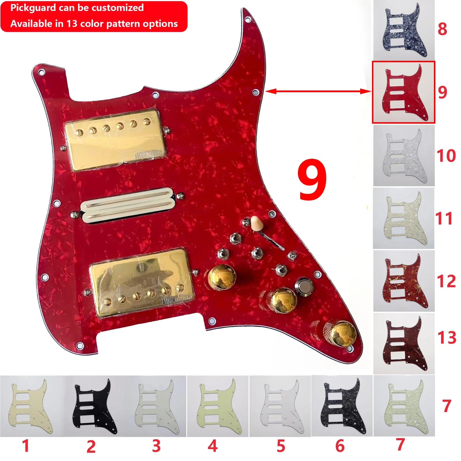 HSH Prewired Guitar ST Pickguard Set with Kill Switch, Alnico 5 Humbucker Pickups, Coil Splitting, Multi-Switch Harness