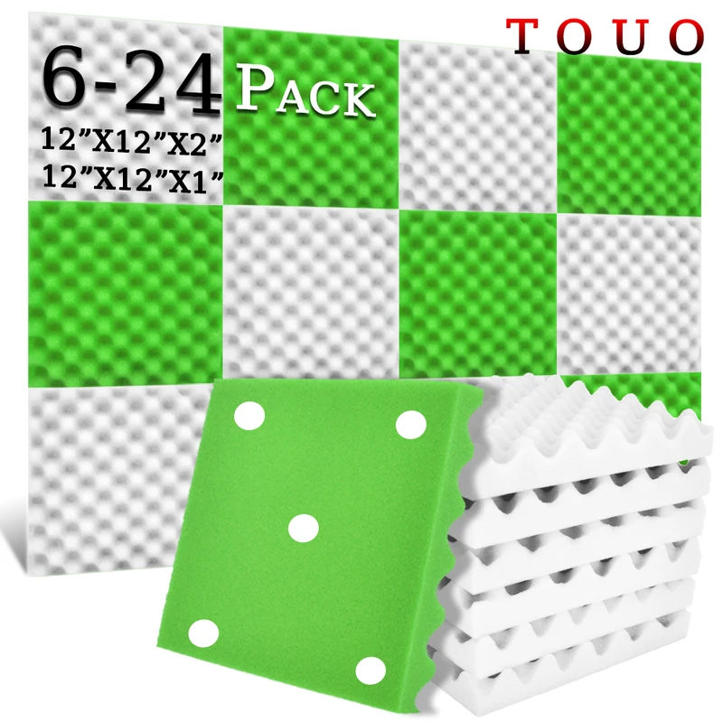 

TOUO Egg Cotton Acoustic Foam 6/12/24 Pcs Studio High Density Sound Absorbing Material Acoustic Treatment Sound Proof Foam