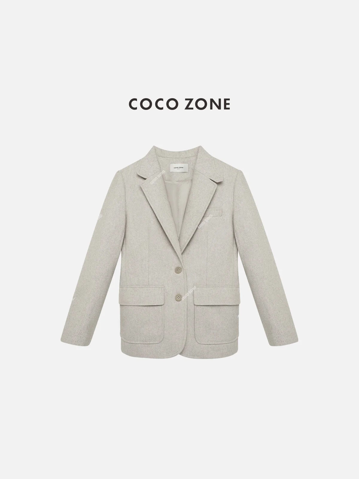 

COCOZONE Street Style Loose Fit Woolen Suit Jacket Commute Elegance Women's Fashion Long Sleeve Single Button Pure Color