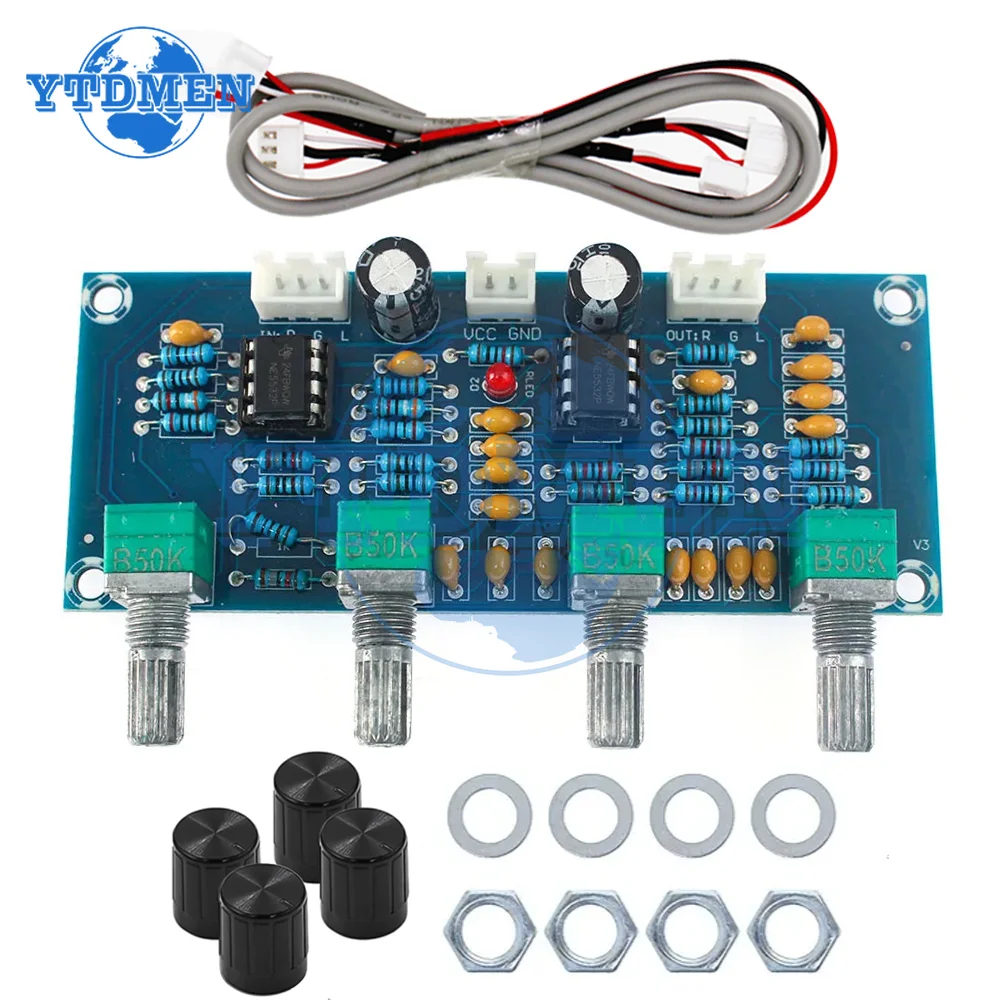 1/2PCS XH-A901 Tone Board Diy Kit NE5532 Tone Board Pre-amp with Treble Bass Volume Adjustment Controller for Amplifier Boards