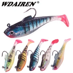 1 Pcs 3D Eyes Jig Wobblers Lures 3.5g 11.5g Single Hook Lead Fishing Lure with T Tail Soft Fishing Lure Artificial Rubber Bait