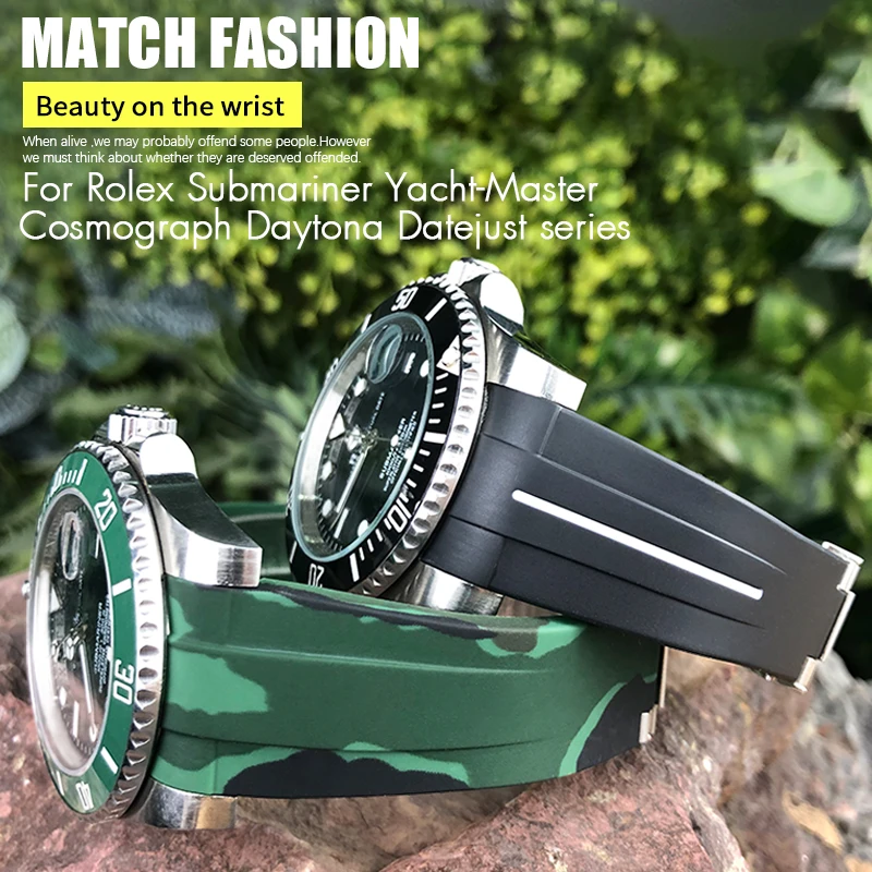 Rubber Silicone Watch Band Strap 19mm 20mm Fit for Role Submariner GMT Explorer Air King Yacht Master Watchband Men Free Tools